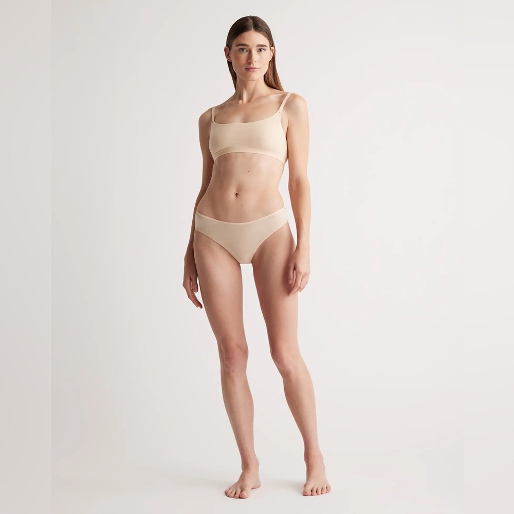 New Quince Beige Light Nude Second Skin Scoop Neck Bralette (2-Pack) Sz S - Picture 3 of 7